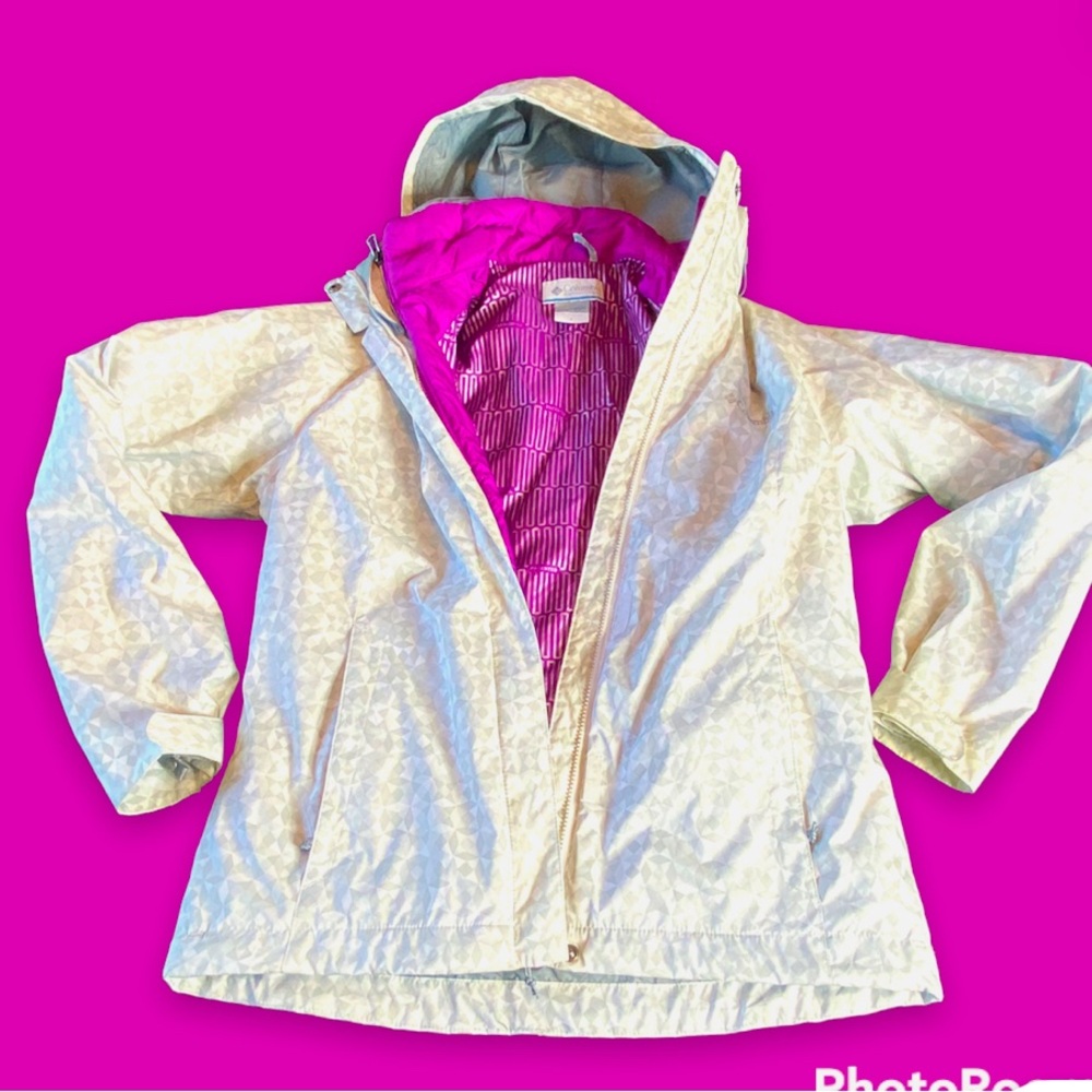 Cream Hooded Jacket with Pink Lining